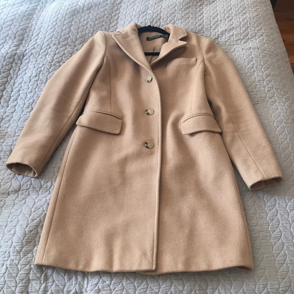 Wool blend reefer coat